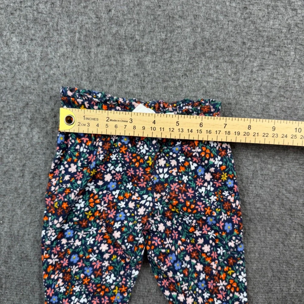 Carter's Floral Pants Kids 3M Navy Blue Pink Orange Cotton Bow‎ Leggings